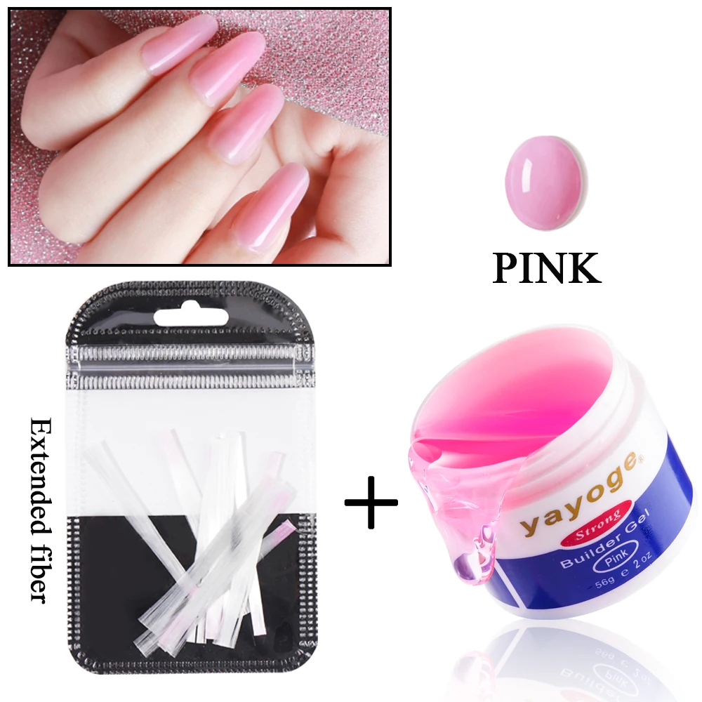 N16-A1-PINK Yayoge набор гелей для наращивания ногтей из волокна, маникюрный набор, гель для наращивания ногтей, УФ Гель-лак для ногтей, формы для ногтей, советы для дизайна ногтей, 56 г - Цвет: N16-A1-PINK