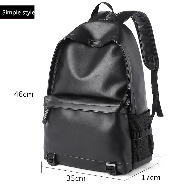 Men Leather Backpacks Anti-theft Bolsas Mochila Large Schoolbag For Boy Travel Bag School Backpack Black Bagpack 3