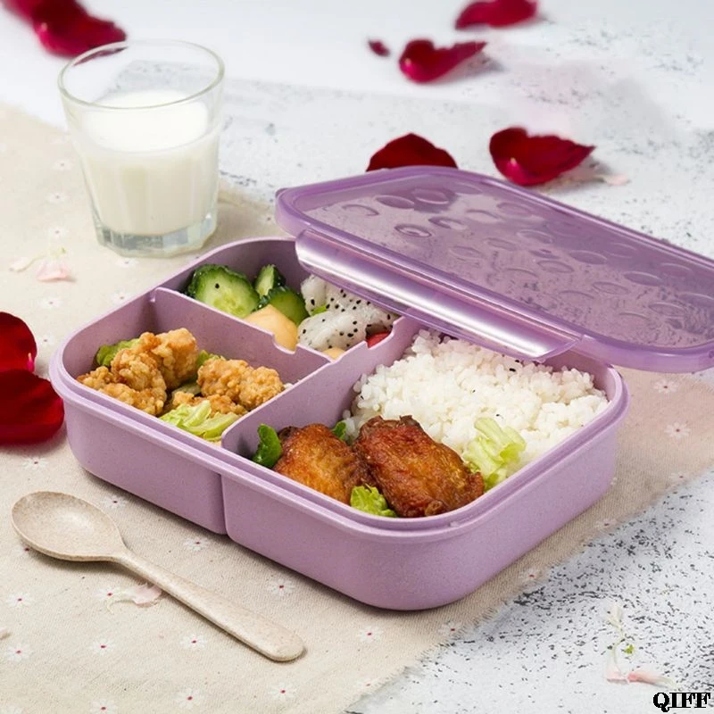 Пшеничная соломенная коробка для обеда с ложкой Bento box креативный квадратный чехол для конфет посуда