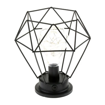 

Bulbs Wrought Iron Table Light Bedroom Vintage Retro Gift Night Lamp Decorative Industrial Led Nordic Home Battery Powered Cage