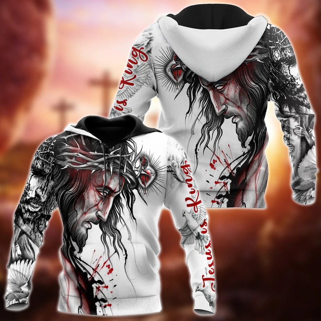 

Premium Christian Jesus Mens Hoodie 3D All Over Printed Unisex Sweatshirt For Men/women Autumn Casual Pullover Zipper Streetwear