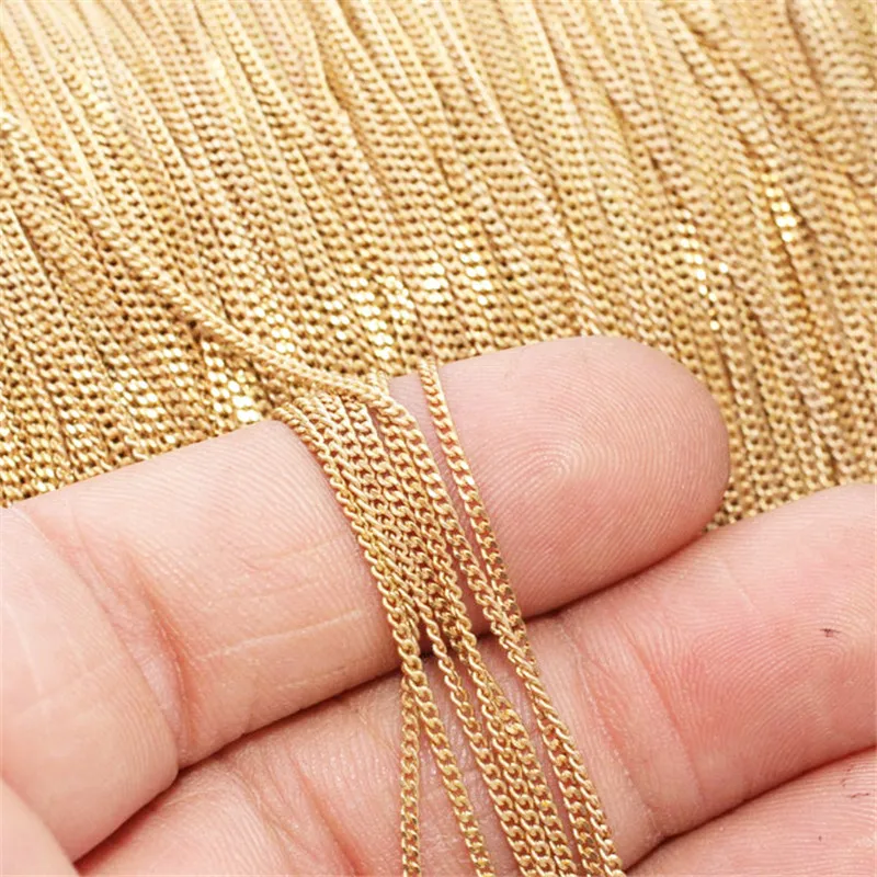 Real 14K Gold Filled Curb Chain 1MM/1.2MM/1.5MM Chain Necklace Gold jewelry Minimalist Gold