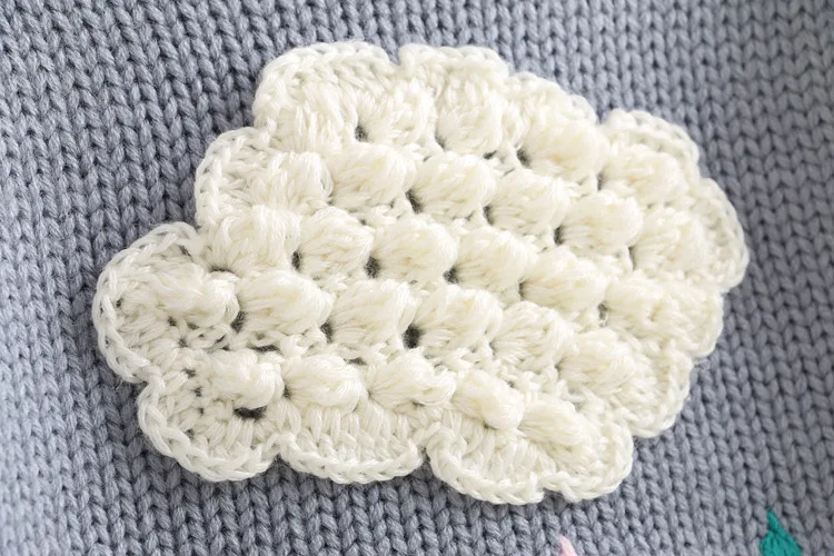 Autumn Korean-style Girls Stereo Stitched Pattern Cloud Raindrop Pullover Sweater Children Chunky Sweater