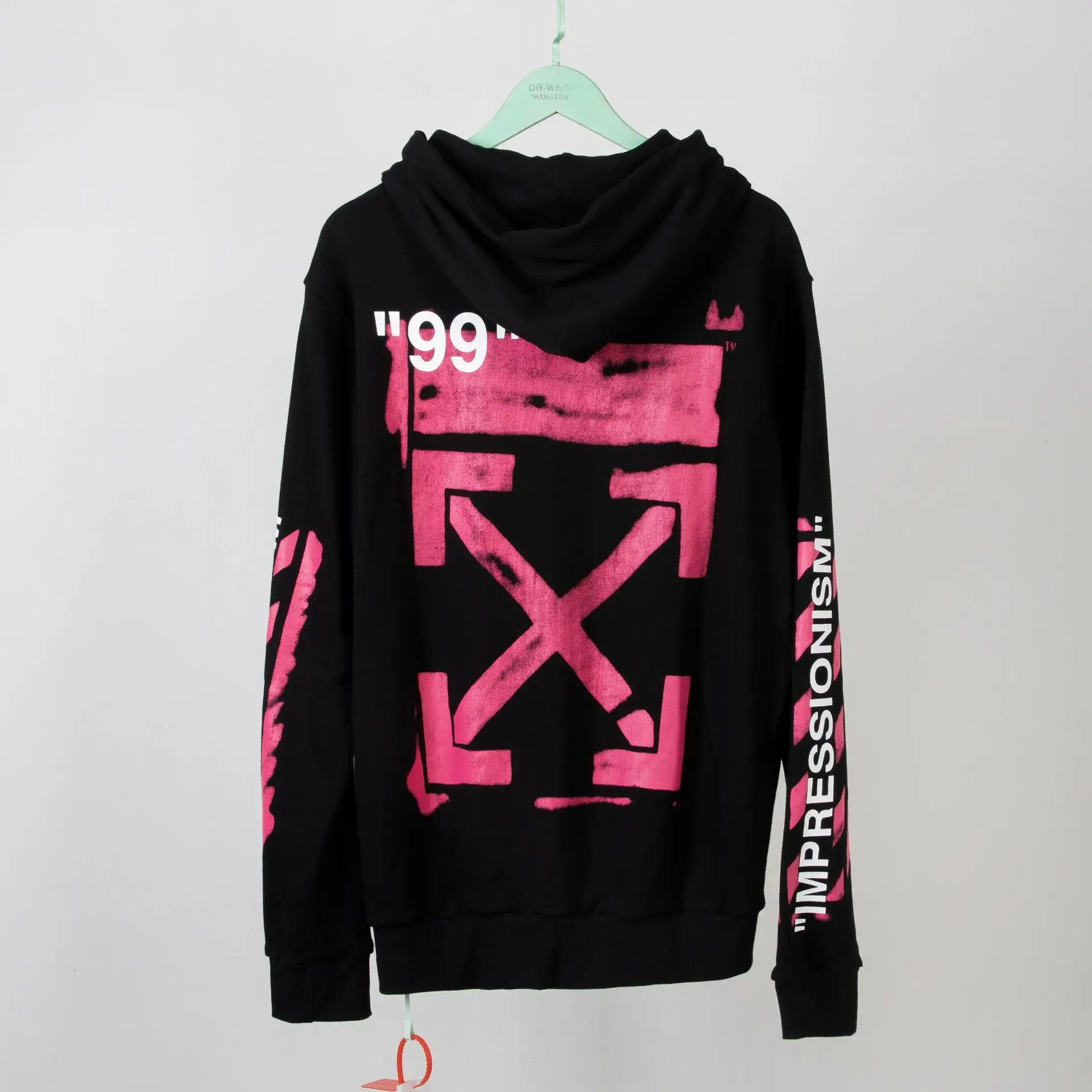 OFF-WHITE OW высокого качества 19SS Весна и лето 99 старый краска мужчины пара свитшот на молнии с капюшоном