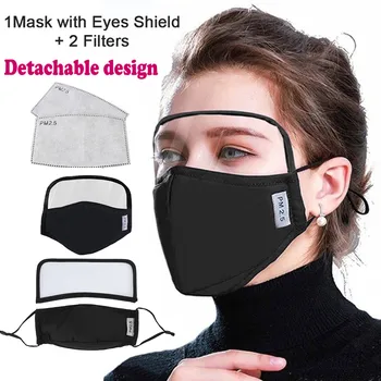 

1/3/5/6 PCS Face Masks +2/ 6/10/12 Filters Gasket Detachable Dustproof Unisex Face Mask With Eyes Shield Mouth Cover Maschere