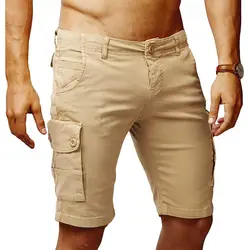 Мужские шорты брюки летние с несколькими карманами модные спортивные стильные однотонные штаны армейские