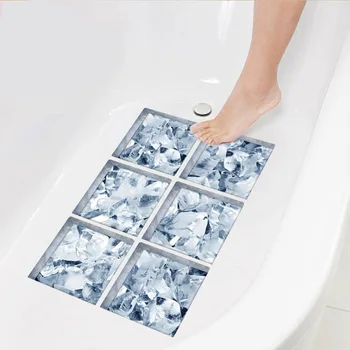 

6pcs 15x15cm Ice Pattern 3D Anti Slip Waterproof Bathtub Sticker