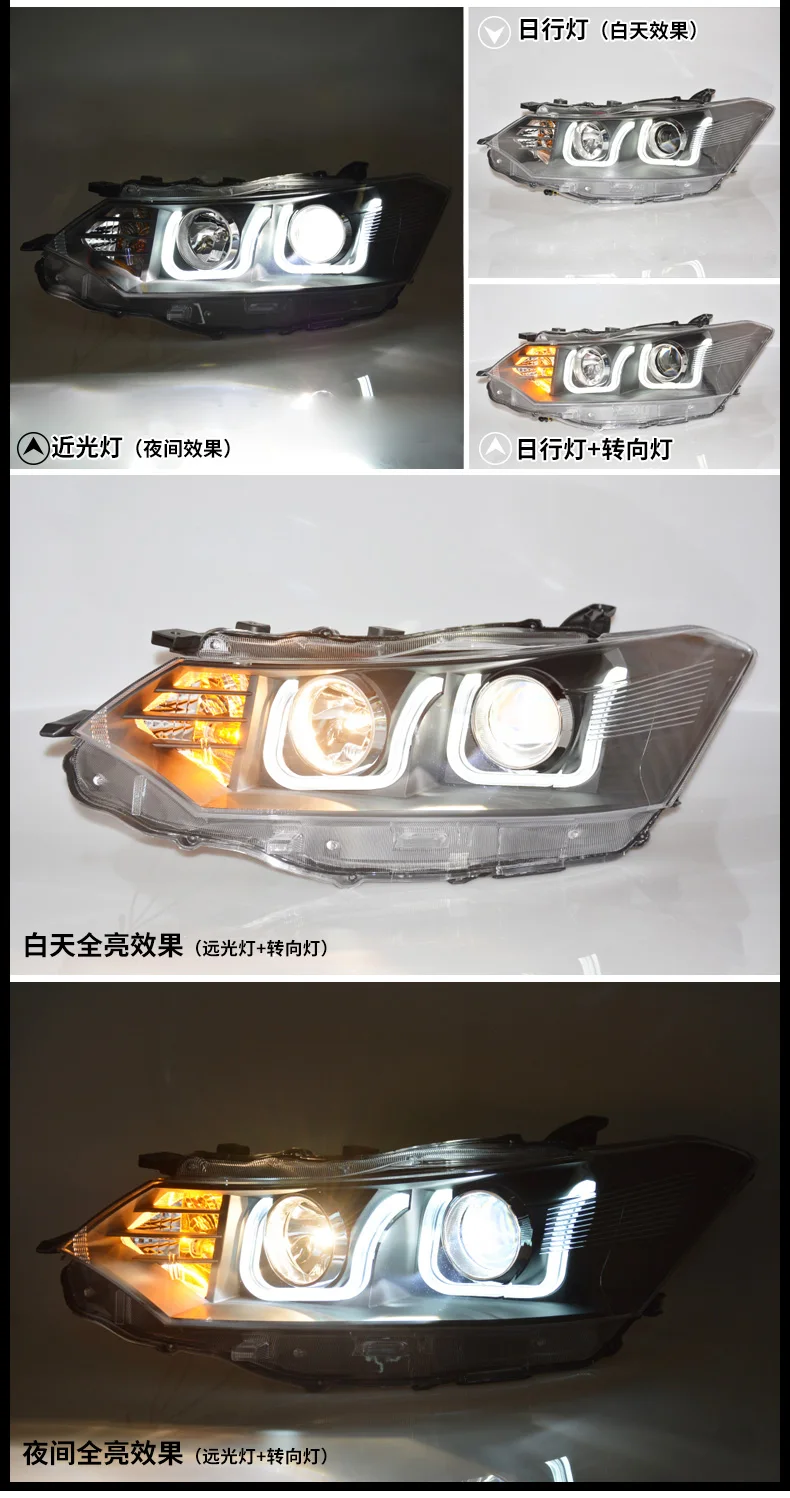 Автомобильный Стайлинг для Toyota-Vios головной светильник s U angel eyes 2013- для Vios светодиодный светильник Q5 bi xenon объектив СВЕТОДИОДНЫЙ прожектор