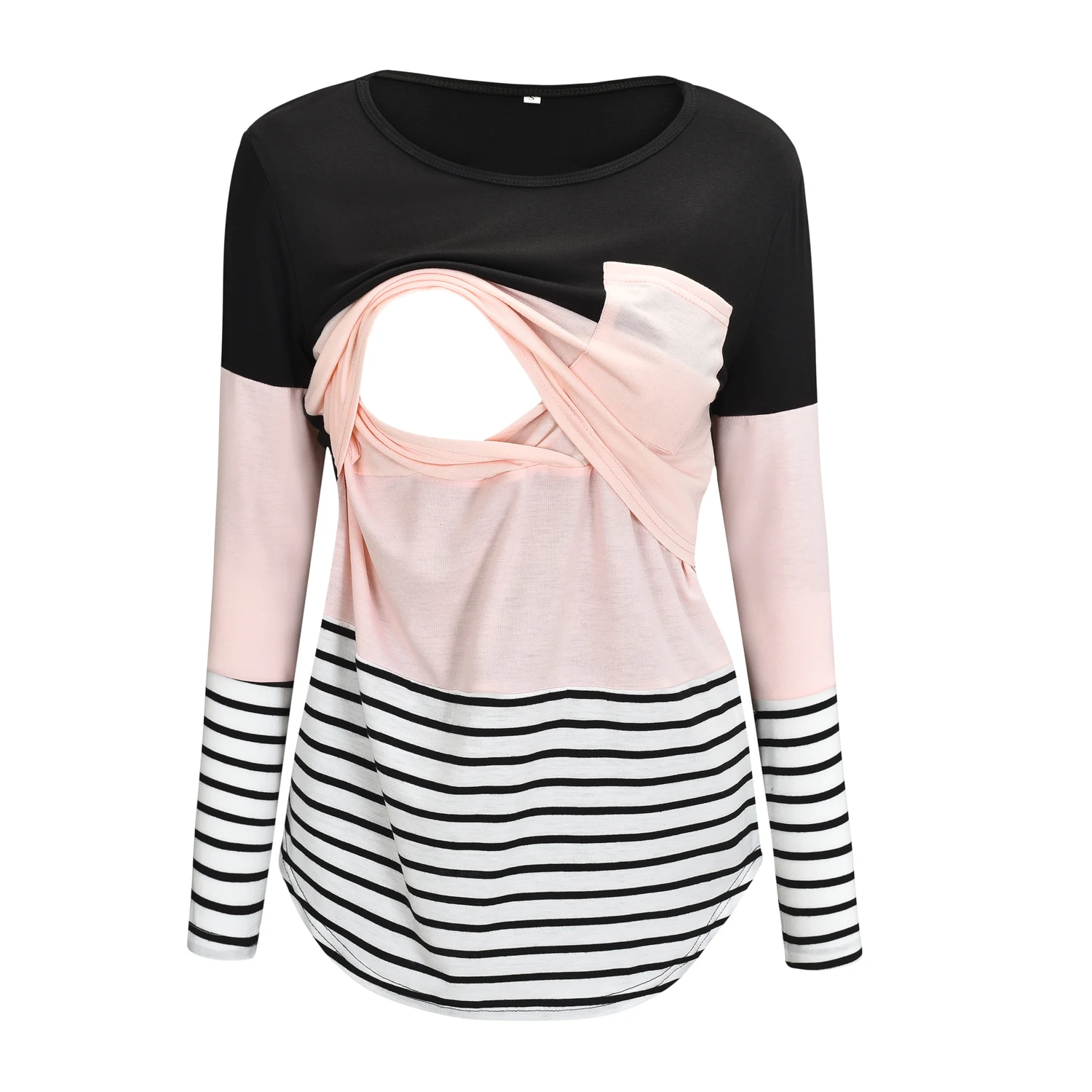 Goocheer Newest Ladies Womens Pregnant Maternity Nursing Tops Mom Breastfeeding Long Sleeve Stripe Splicing T-Shirt Top