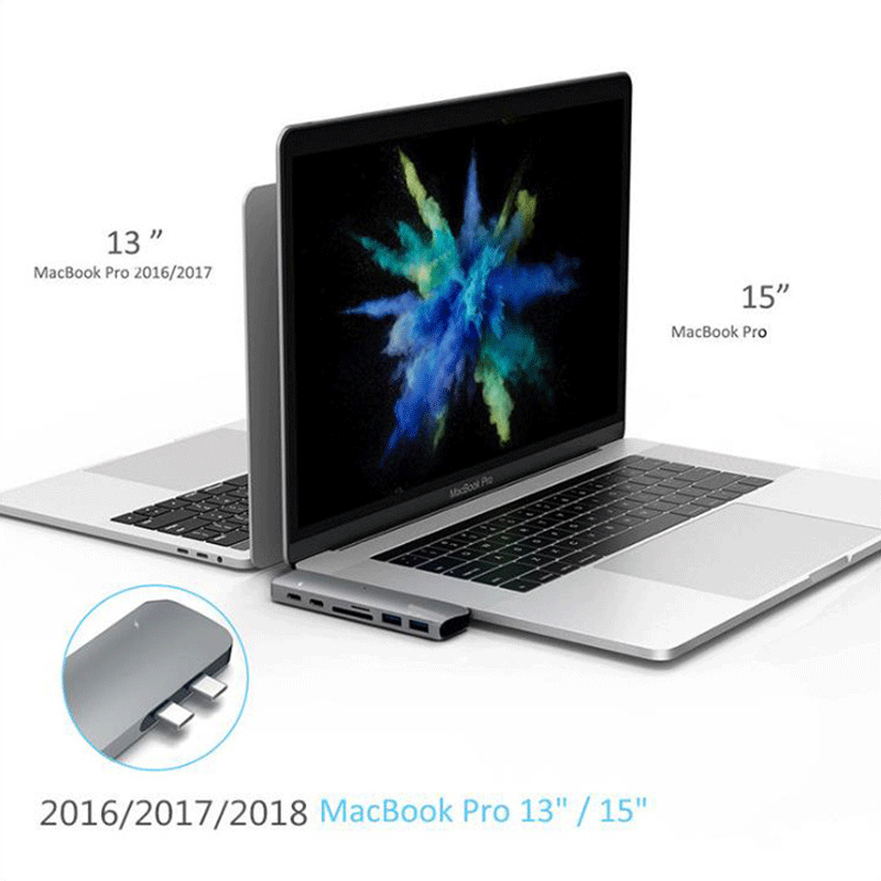 7в1 USB-C концентратор двойной тип-c многопортовый кардридер адаптер 4K HDMI для MacBook Pro