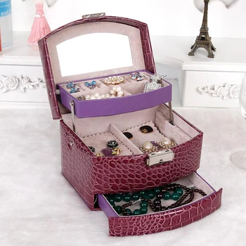 

Automatic Jewelry Storage Box 3 Layers PU Leather Earrings Jewelry Storage Box Display Jewelry Box Packaging Gift Box