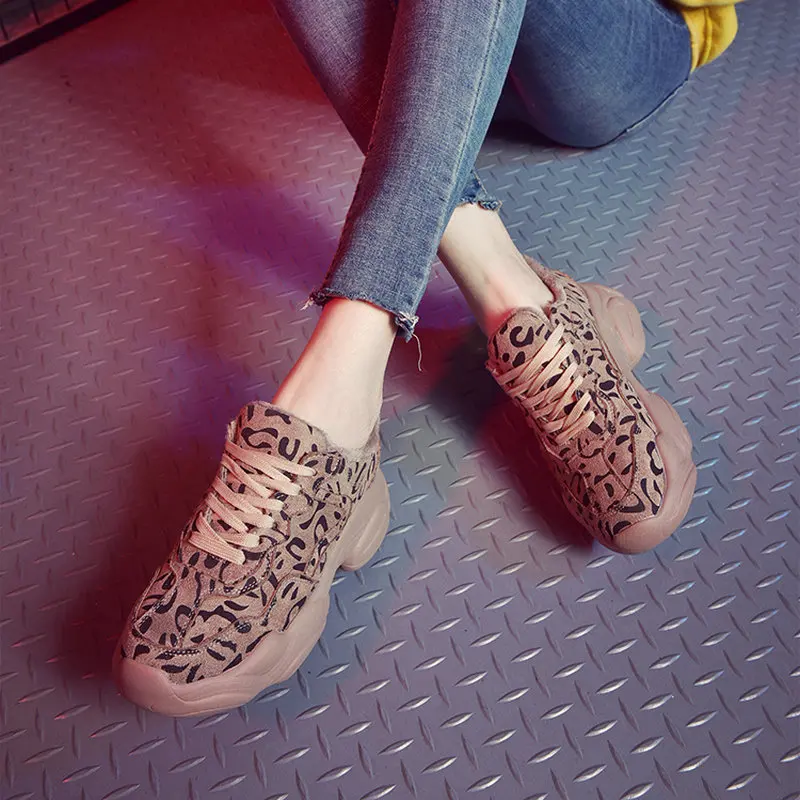 Женская обувь с леопардовым принтом; сезон осень; коллекция года; бархатная теплая спортивная обувь в Корейском стиле Harajuku; женская зимняя ZZ-26
