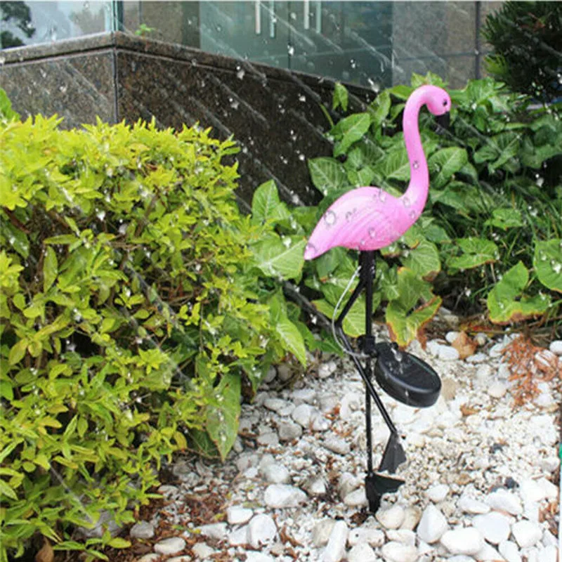 Pink Flamingo Solar Power Lawn Dector Garden Stake Landscape Lamp Outdoor Light