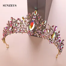 Барокко красочные принцесса Диадемы Кристаллы бисером Свадебные короны невесты повязка на голову для женщин головной убор SQ449