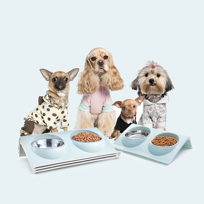 

Double Pet Dog Bowl Elevated Dog Cat Bowls Neck Protection Pet Food Water Bowl Detachable Pet Feeder Bowls for Dogs Cats Animals