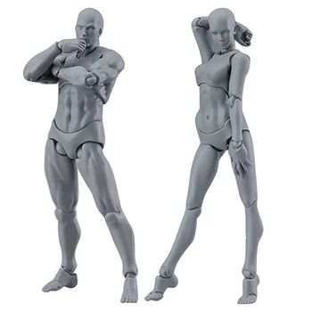 

13cm home decor decorative statues sculpture modern art House home decoration living room Skin gray men woman figure doll body