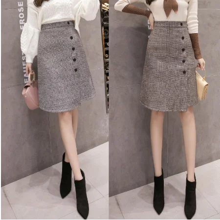 

2019 Spring Wool Pencil Skirt Korean Slim Solid Warm Invisible Zipper High Waist Midi Skirt Plus Size Black Camel Skirt L-5xl