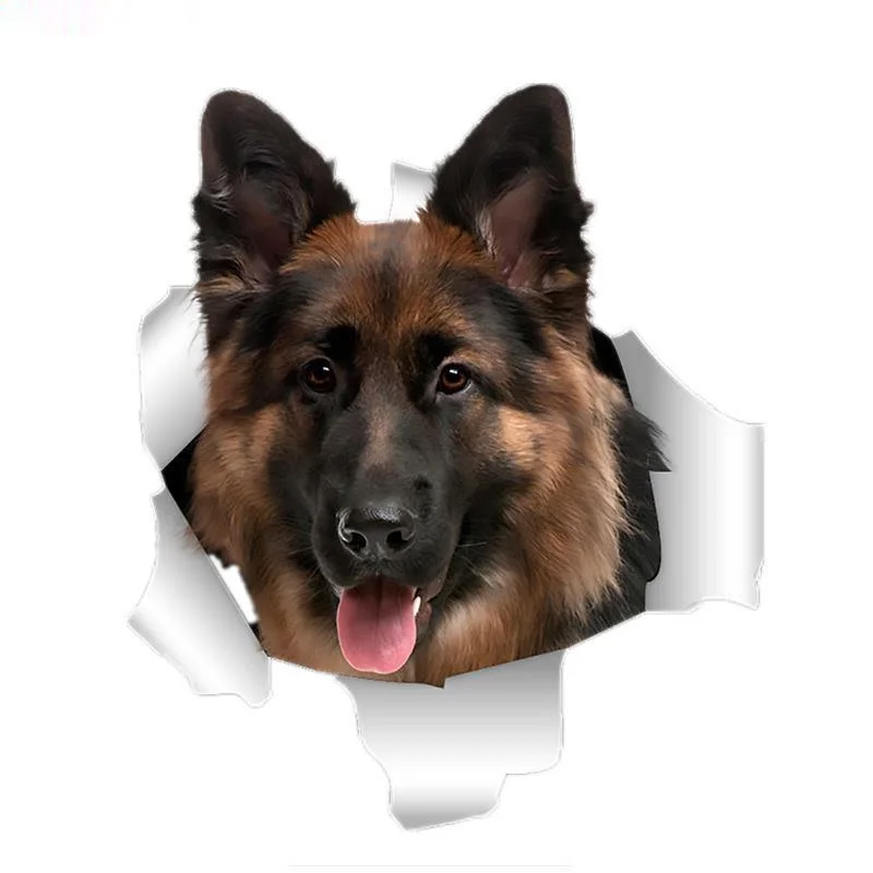 

3D Torn Metal Design German Shepherd Dog Car Body Sticker Car Bumper Decoration Door Body Window Vinyl Stickers Kk18*15cm