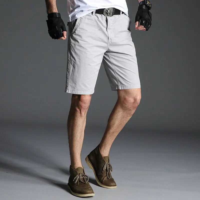 

2020 Summer Casual Mens shorts Cotton Solid Slim Fit Cargo Male Shorts Comfortable Thin Knee Length Bermuda Men Short Pants