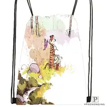 Изготовленный на заказ Кальвин-и-хоббель-DrawstringBackpackBagforMan женский милый рюкзак детский Ранец(черная спинка) 31x40 см#20180611-03-161