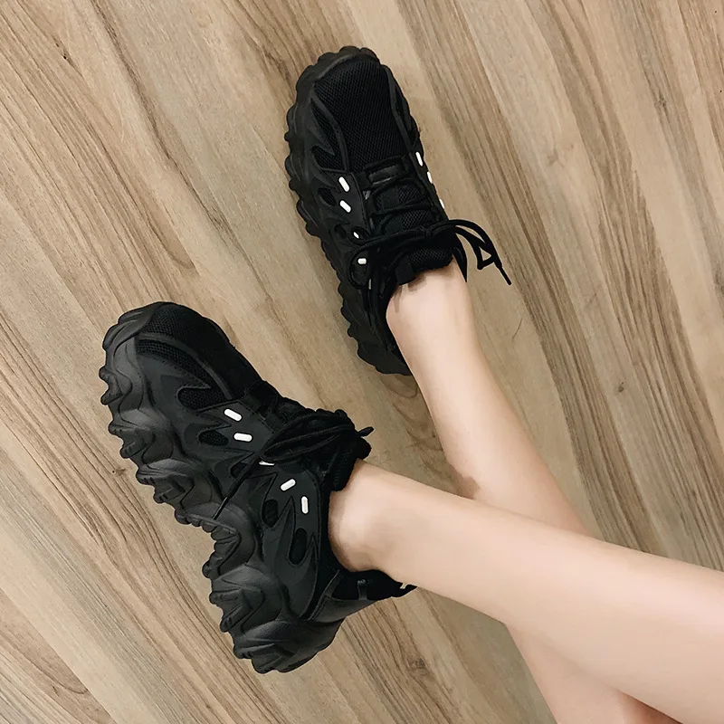 

Mesh Dad Shoes Women's INS Fashion 2019 Autumn New Style Korean-style Students Versatile Punched Sheet Red Casual Sports Shoes