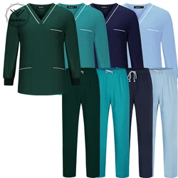 Autumn Winter Hospital Nurses Long-sleeved Scrubs Uniform Nurse Medical Suit Health Center Female Work Clothes Unisex Wholesale