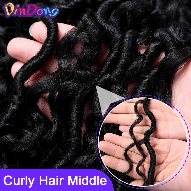 Goddess Faux Locs Curly Braids Synthetic Boho Crochet Braid Messy Faux Locs Crochet Hair Extensions Bohemian For Women