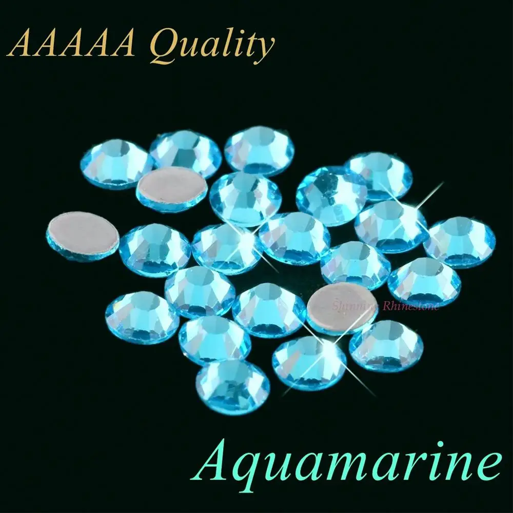Высшее качество! Стразы AAAAA с горячей фиксацией, все цвета, разные размеры, кристаллы AB SS6 SS10 SS16 SS20 SS30, стеклянные стразы, железо на горячей фиксации - Цвет: Aquamarine