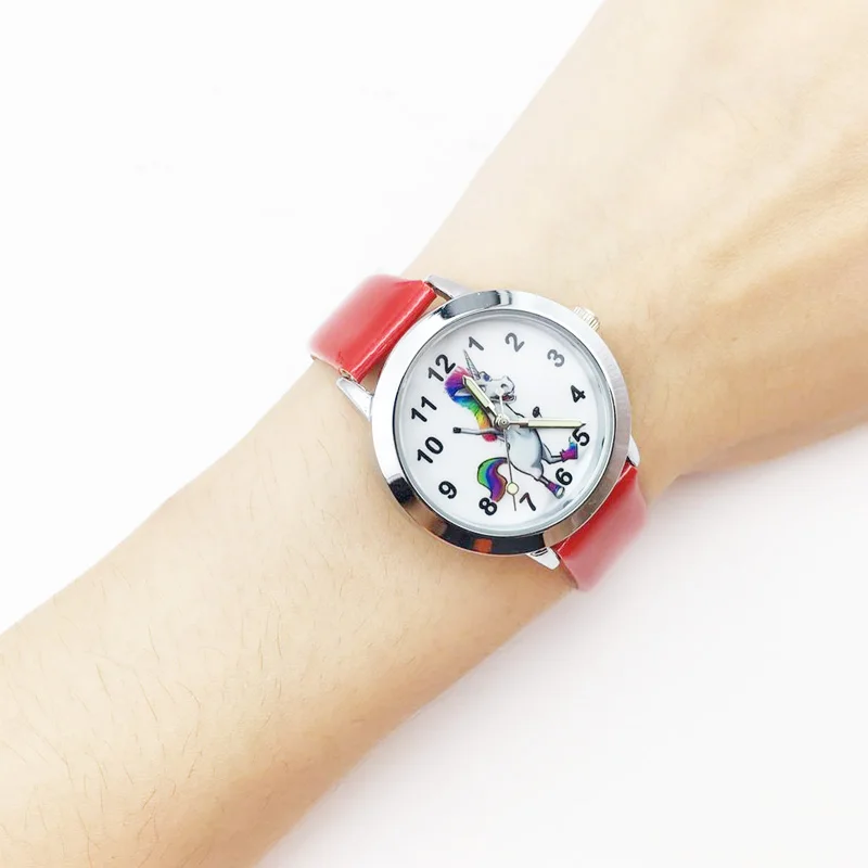 Красивые 3D узор часы с единорогом для детей мальчиков детей студентов кварцевые часы светящиеся руки желе Мультяшные наручные часы девушка подарок