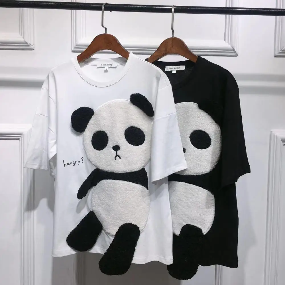 Tanie Śliczne Panda T-Shirt kobiety lato moda sklep