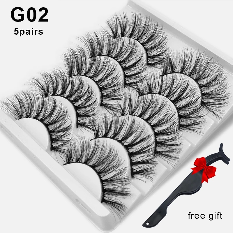 Fake eyelashes Dramatic Volume 3D Mink Fake Eyelashes 5D Curelty Free Vegan Dense Fluffy False Eye Lashes Silk Cat Eye Cilias false eyelashes