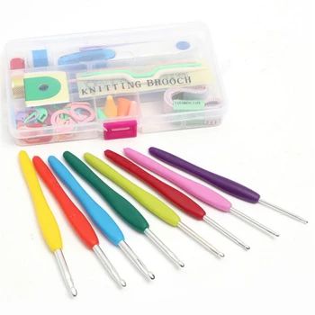 

16Pcs/Set Crafts Hook Knitting Yarn Single- Crocheting Silicone Crochet Ergonomic Soft Aluminium Knitting tools