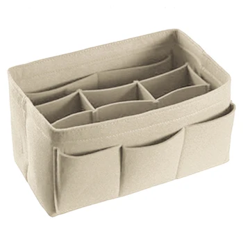 

New Felt Storage Bag Cosmetics Home Small Items Supplies Organizer Or Folding Storage Box Beige