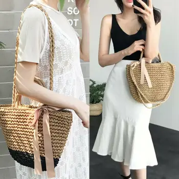 

Women's Straw Bag Rattan Wicker Weave Shoulder Bags Beach Handbag Crossbody Shopping Bags