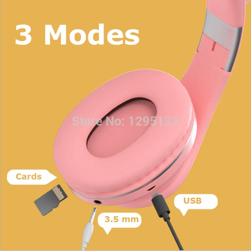 M2 Cat Ear Headphones With LED Flash Light Bluetooth 5 0 Young People Kids Girls Headset gaming Bluetooth Headphones for phone p