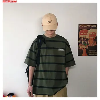 

Dropshipping 2020 Striped Spring Short Sleeve T-shirt New Tee Slim Causal O-neck Tshirts Harajuku Style Tops