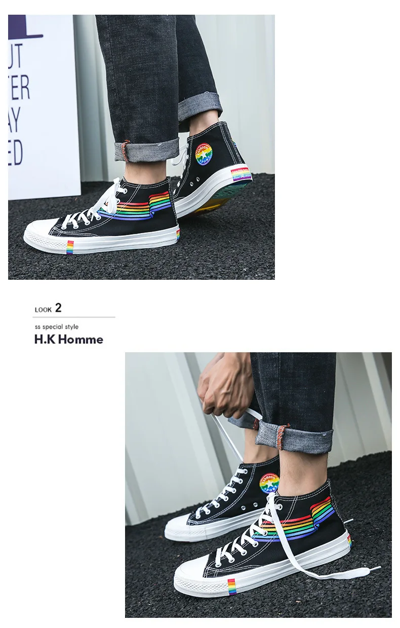 Vulcanized shoes ladies sports shoes rainbow high canvas shoes girls sports shoes autumn fashion unisex casual shoes women