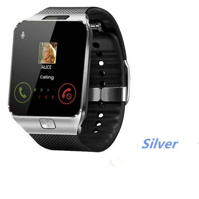 Silver Умные часы с сенсорным экраном DZ09 высокопиксельное bluetooth-соединение для совершения звонков SIM GSM для Ios Android телефон поддерживает мульти-лангу - Цвет: Silver