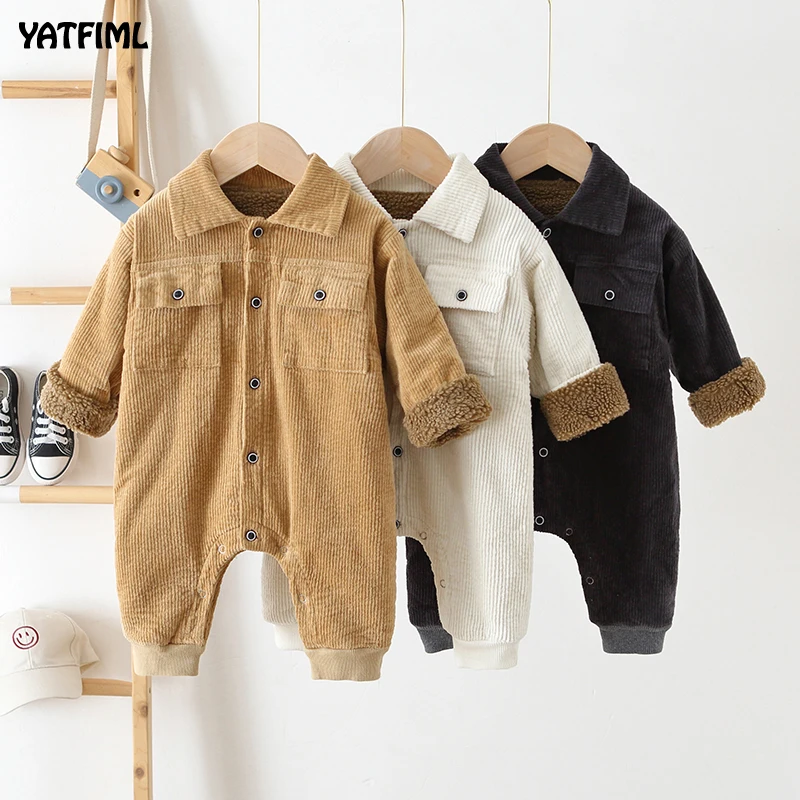 

YATFIML 2020 Autumn Winter Baby Girls Romper Hooded Thick Cartoon Cotton Baby Boys Snowsuit Newborn Jumpsuit Toddler Overalls