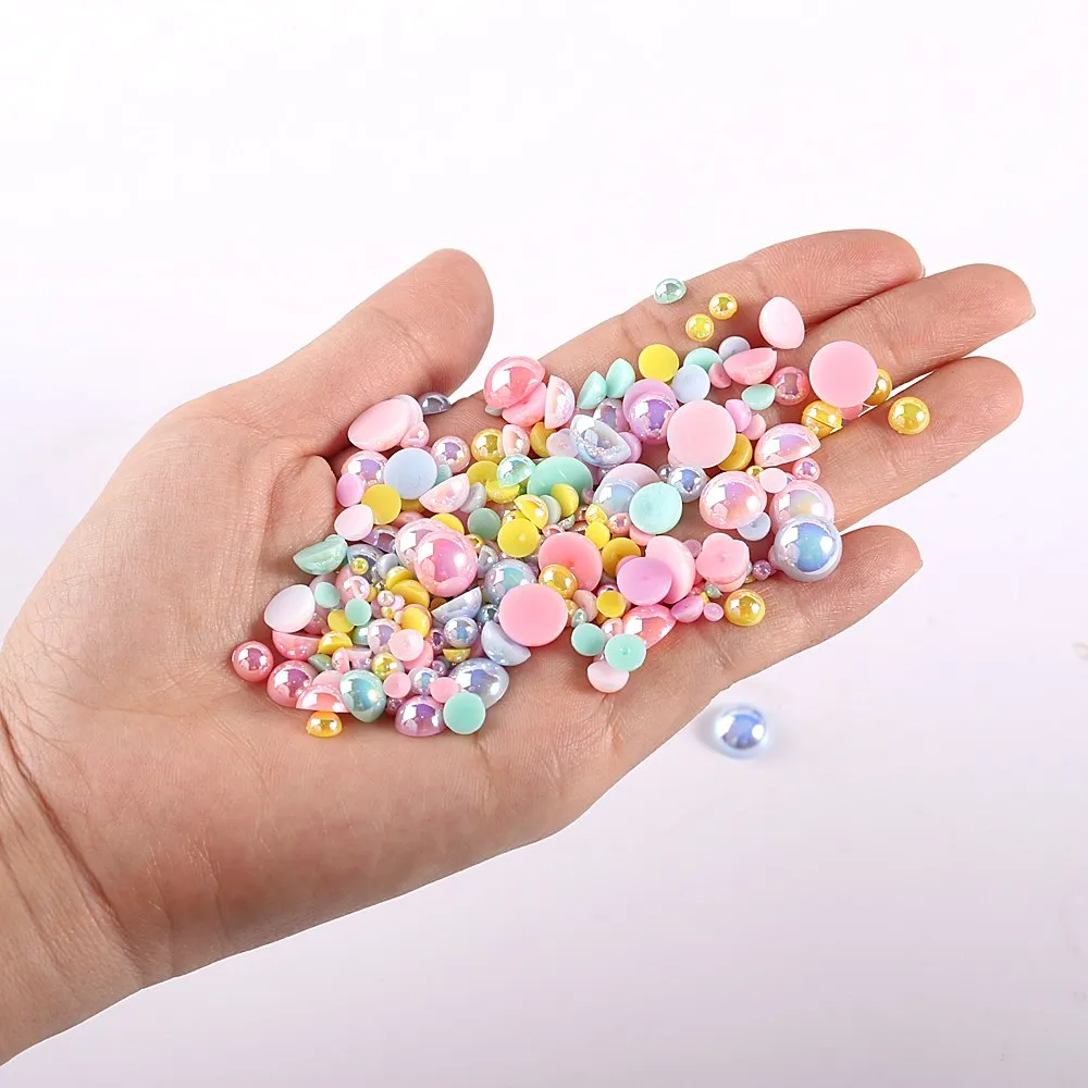 Plastic Beads Acrylic Craft Beads Acrylic Beads Resin Beads Abs Beads Imitation Pearl Beads Multi Size AB Colors Half Pearl 1.5mm To 10mm Craft ABS Resin Flatback Half round Imitation Pearls DIY Beads