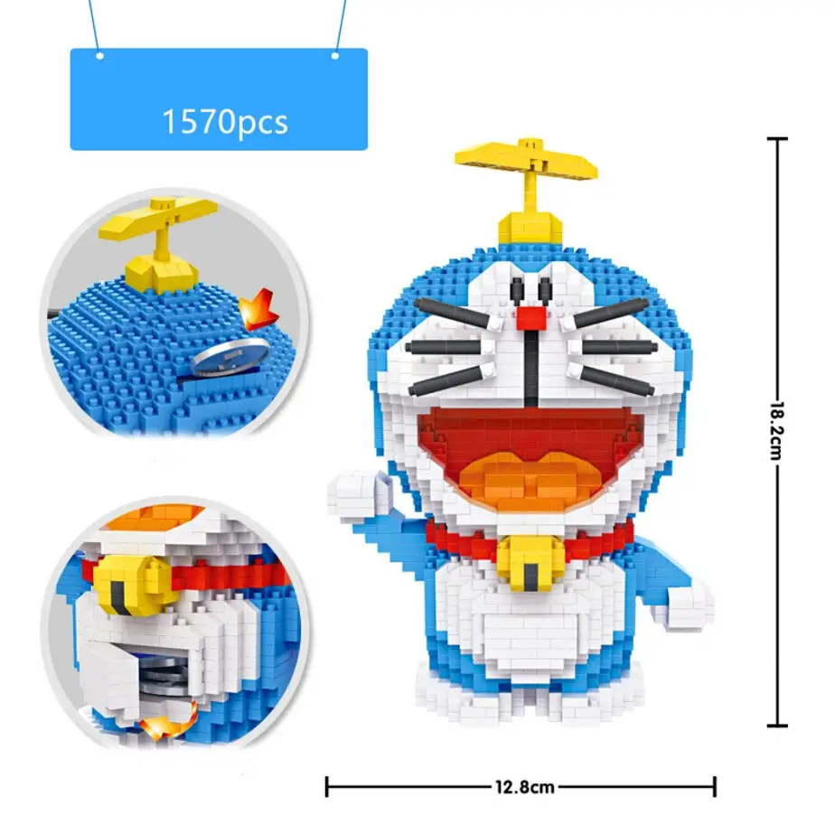 

Funny idea creator Piggy bank micro diamond building block Doraemon Money pot nanobricks educational toys for children gift
