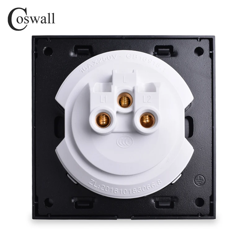 Coswall 1 Gang 2 Way случайный нажмите кнопку ВКЛ/Off настенный светильник переключатель с Светодиодный индикатор проходят через выключатель переключается Стекло Панель серый