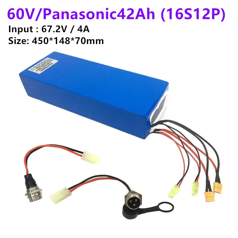 Panasonic 42Ah 60V 18-46AH электрический скутер Батарея с двумя зарядными портами 67,2 v литиевая Батарея пакет Ховерборд kick скутеры Батарея - Цвет: Panasonic 42Ah