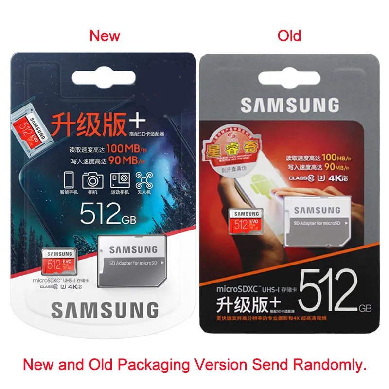 Tarjeta de memoria Micro SD SAMSUNG 512GB EVO + EVO Plus Class10 TF tarjeta  C10 100 MB/S SDXC UHS-1 tarjetas de almacenamiento 2018 nuevo - AliExpress