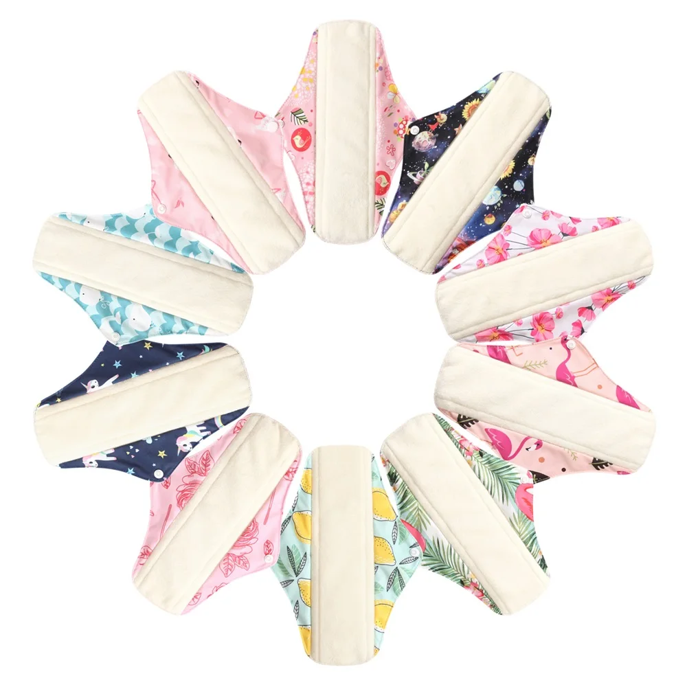 10pcs Reusable Washable Sanitary Pads Toallas Sanitaria Cloth Pad Character Feminine Higiene Women Mestryal Pads Panty Liners