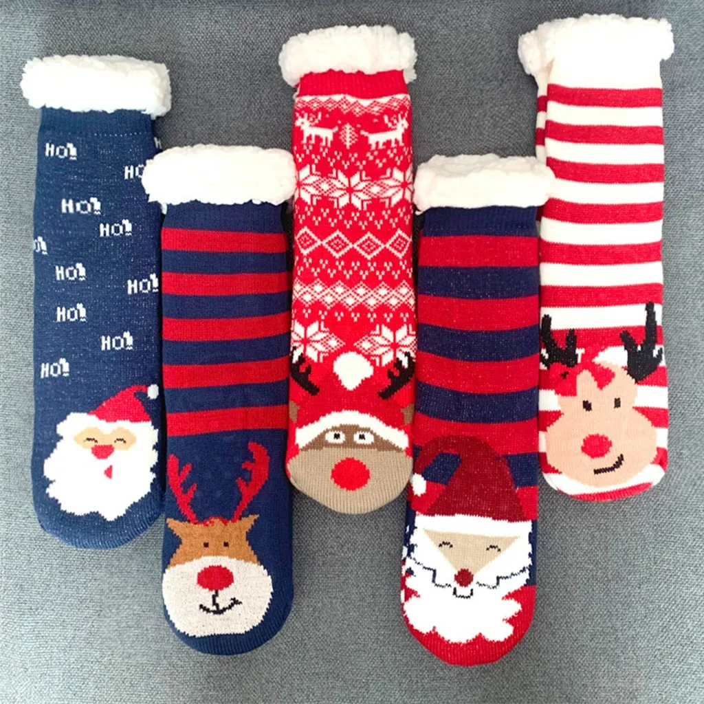 Носки для ковров женские теплые носки для ног рождественские женские хлопковые носки толстые нескользящие носки-тапочки с принтом носки для ковров#40
