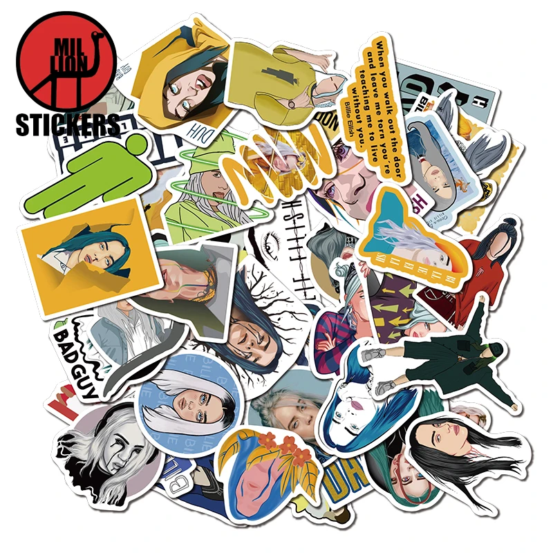 

25/50pcs Billie Eilish Stickers Singer Skateboard Suitcase Snowboard Guitar Motorcycle Laptop Toy Sticker