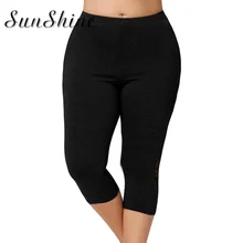 Женские короткие Легинсы размера плюс, эластичные легинсы с высокой талией, кружевные легинсы для фитнеса, с высокой талией, с принтом, короткие спортивные штаны Mujer