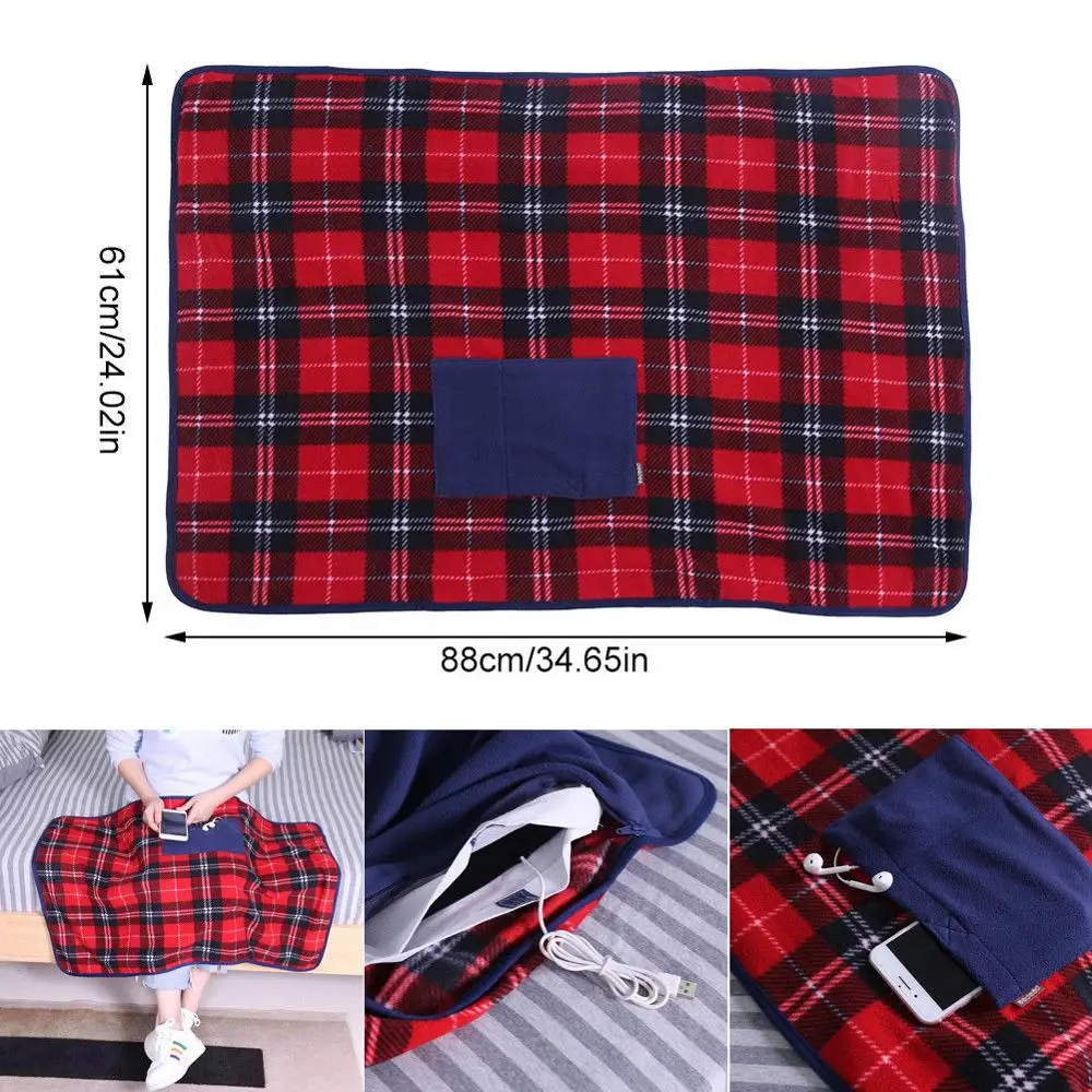 Ceny Koc elektryczny USB 5V koc elektryczny z małą kieszenią, 8x65cm bezpieczeństwo zimowy ciepły dywan grzewczy dla domu Baby Car Office