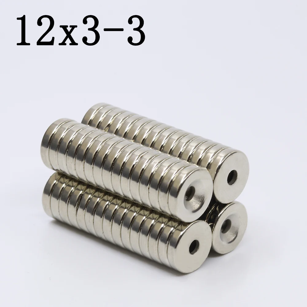 

20/100/200 Pcs 12x3-3 Neodymium Magnet 12mm x 3mm Hole 3mm Super Powerful Strong Permanent Magnetic imanes N35 NdFeB 12x3 Hole3